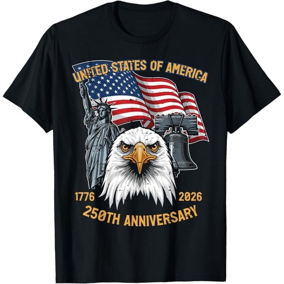 250Th Anniversary Usa United States America 250 Shirt BLACK Unisex S-5XL