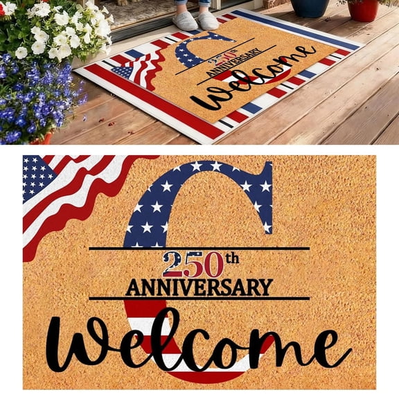250Th Anniversary Welcome Matt Outdoor 1776 to 2026 250Th Anniversary Patriotic Decorations Coconut Coir 23.6X15.7In Coir Doormat Outdoor Doormat Front Porch Decor Outdoor Entrance, C