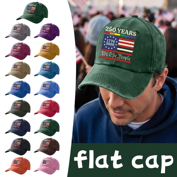 250Th, Vintage, 250Th Anniversary, Usa, Baseball Cap, Unisex Washed Headgear, We The People Inscription, Holiday Celebrations, Green, 1 Pc
