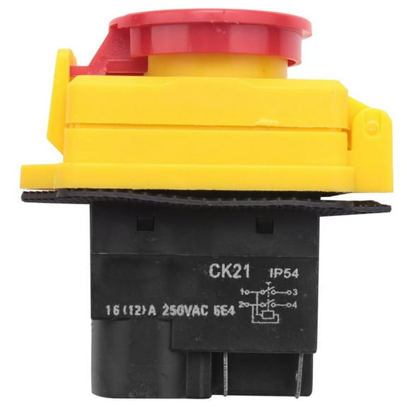 250V 16A IP54 Start Stop Switch No Volt Release Switch with Emergency Stop Push Button Electromagnetic on Off Switch,1 * Switch with emergency stop,Black & yellow