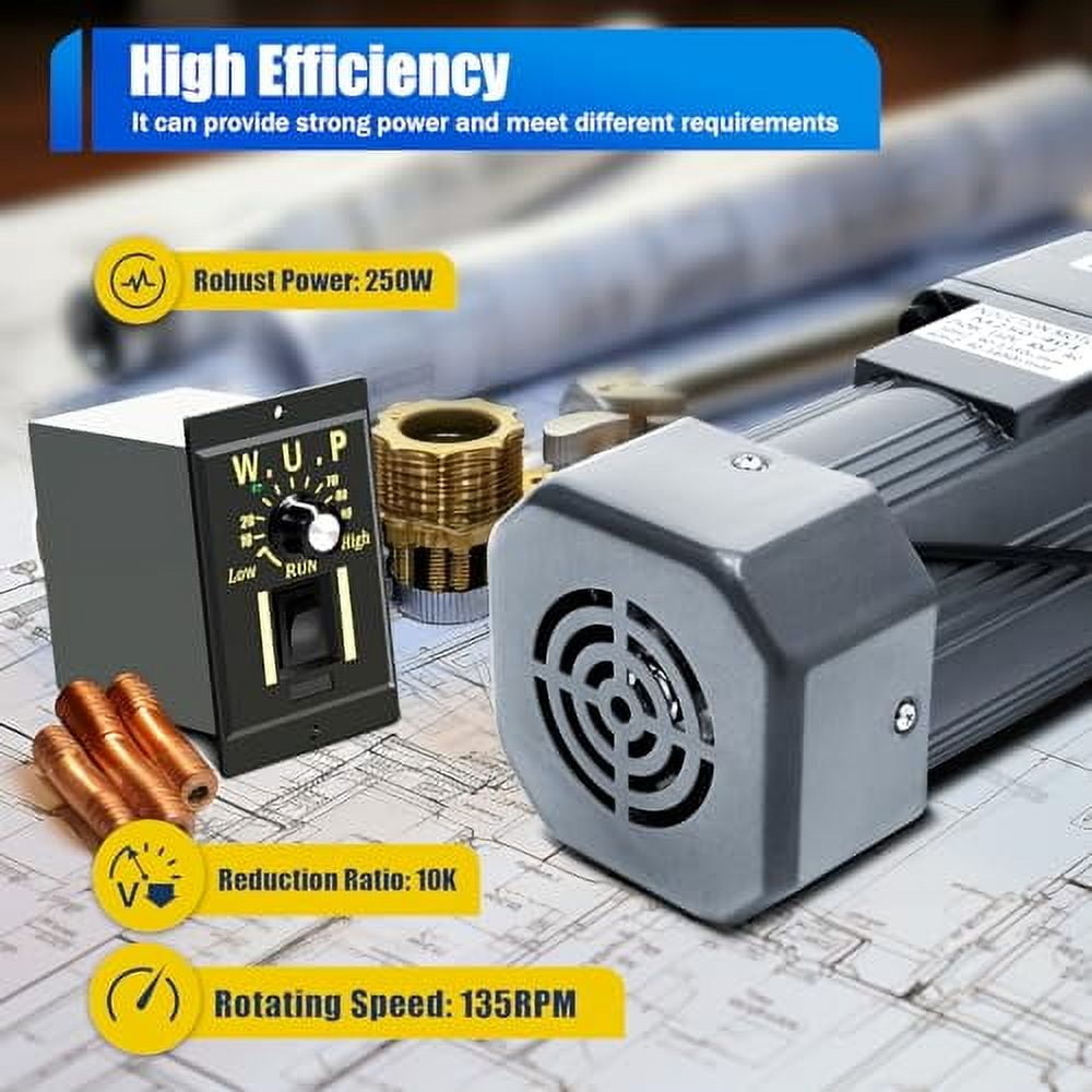250W 110V 10K Gear Reducer, Electric Single-Phase High Torque AC Gear ...