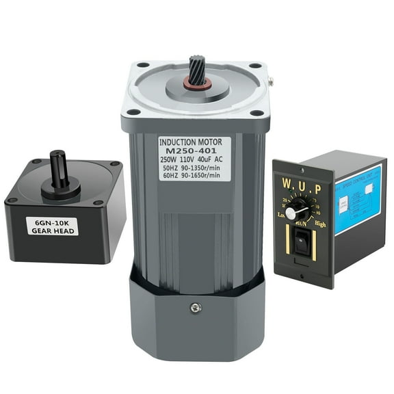 250W 110V AC Gear Motor + Speed Controller Variable 1:10 10K 135 RPM High Torque