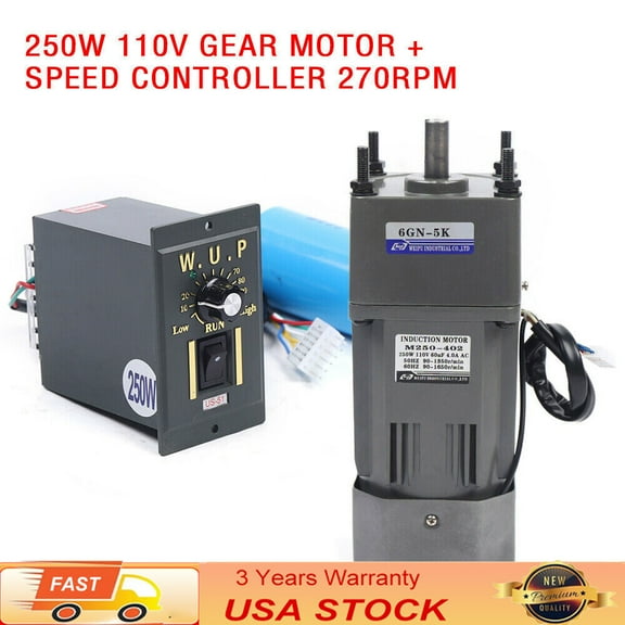 250W 110V AC Gear Reduction Motor Electric+Variable Speed Control Reversible New