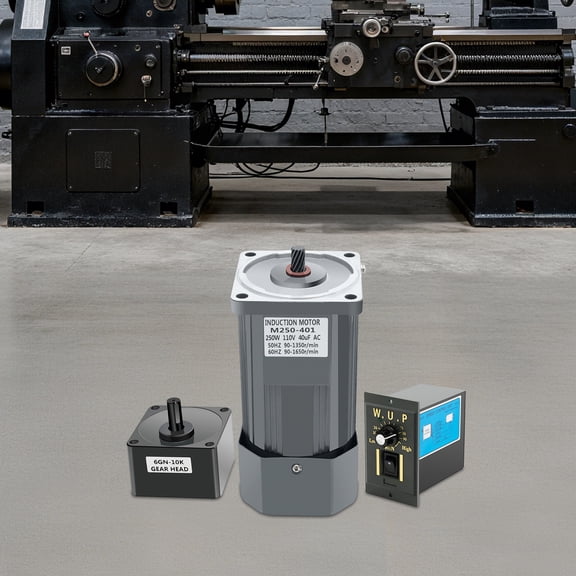 250W AC Gear Motor with Speed Controller, 110V Single Phase Reversible Electric Gear Motor, 135 RPM High Torque 16 Nm Gear Reduction Motor, 10K Ratio Variable Speed Motor for Conveyor, Mixer