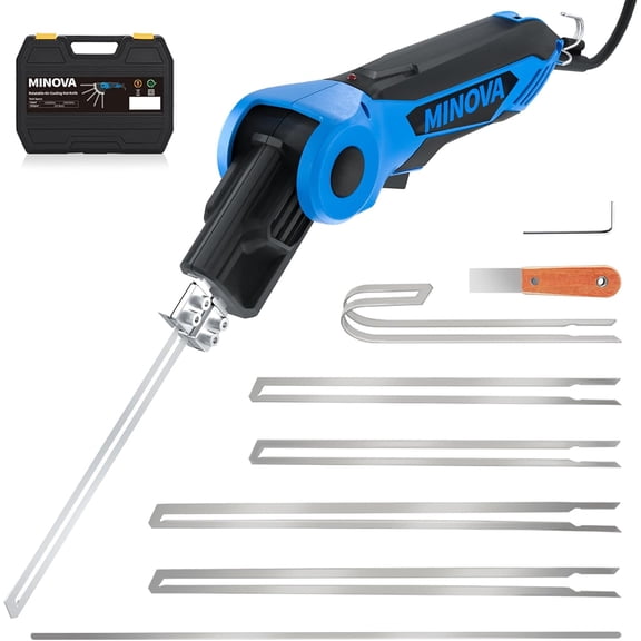 250W AC Rotatable Electric Hot Knife, 6 Blades Foam Cutter Cutting Tool Kit, Full-body Air Cooling System Foam Cutter with Heavy-Duty Case for EPP, EPS, XPS, EVA, EPE, PU, KT Board, Sponge