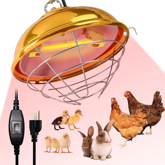250W Chicken Coop Heater, Brooder Heat Lamp for Chicks, 2-Temp Settings (175W/250W), Adjustable Hanging Height & Waterproof Design for Quail, Ducks, Rabbits, Pets Indoor Outdoor Use
