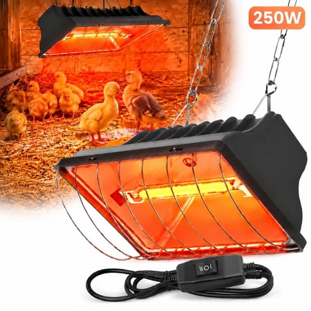 250W Chicken Coop Heater for Chicks Ducks, 7.86ft Cord UL Passed Brooder Heating Plate & Heat Lamp Coop House with Adjustable Hanging Height for Livestock Pet Supplies Outdoor Indoor Warmer