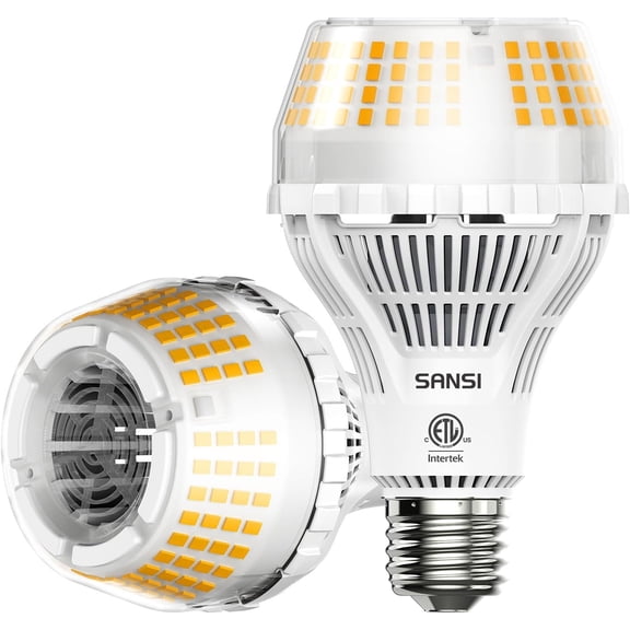 250W Equivalent A21 LED Light Bulb, 4000 Lumens E26 LED Bulb with Ceramic Technology, 3000K Soft Warm Non-Dimmable, 25,000-Hour Lifetime, Efficient Safe, 2 Pack 27W Energy Saving for Home Garage