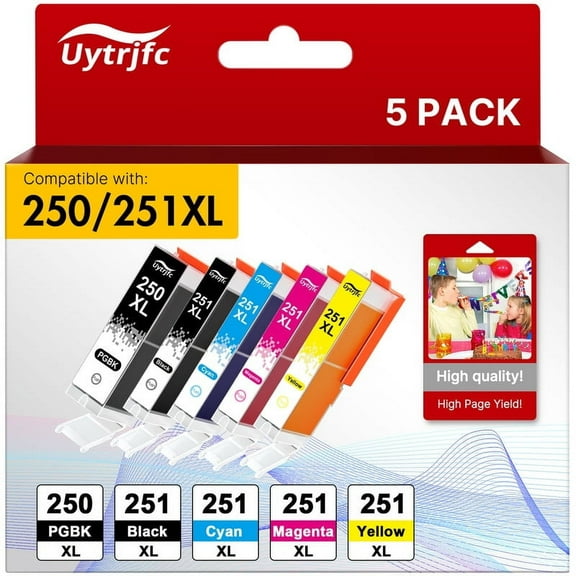 250XL 251XL Ink Cartridges Compatible for Canon 250 and 251 PGI-250XL CLI-251XL to ues with PIXMA MX922 MX920 IX6820 Printer(5 Packs)