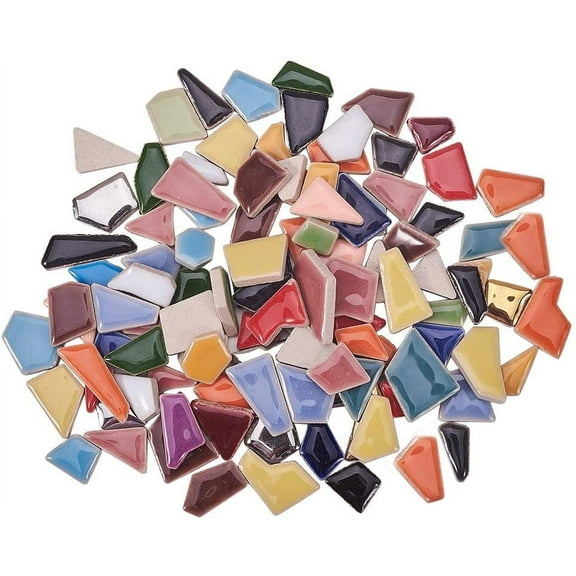 250g / 210pcs Ceramic Mosaic Tiles Pieces Chips Vases Picture Frames Flowerpots Mosaic Pieces for DIY Crafts Home Decoration Arts Plates Handmade Jewelry and More