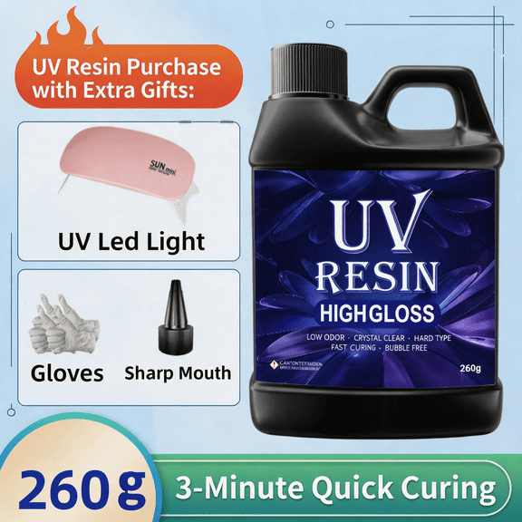 260g Hard Type UV Resin Crystal Clear Low Odor - UV Sunlight Curing Epoxy Resin For Professional Jewelry Making Handmade Pendants Decorative Crafts