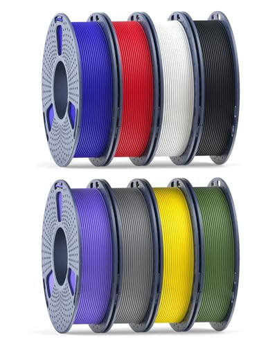 250g Matte PLA Filament 1.75mm Bundle,SUNLU 3D Printer Filament Bundle Multicolor, Neatly Wound PLA Filament, 250g Spool,8 Rolls, Black+White+Grey+KleinBlue+OliveGreen+Red+Oak+LavenderPurple