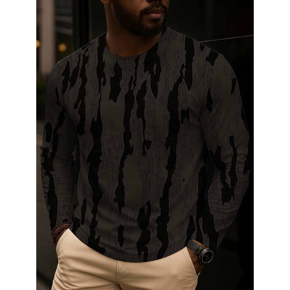 250g long-sleeve T-shirt Abstract Camo Print T-Shirt Long-sleeved camouflage 3d digital for men Breathable Polyester Breathable stretch fabric, suitable for autumn outdoor sports and casual wear ca