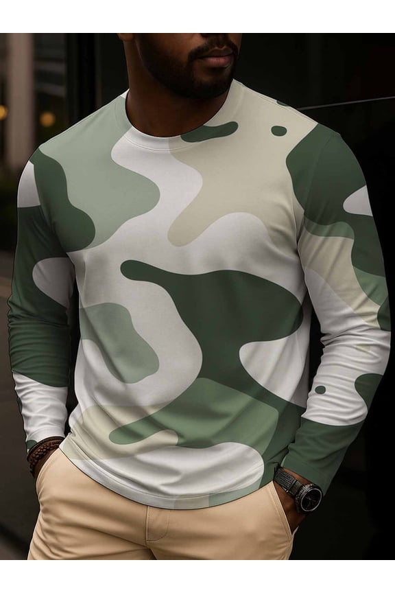 250g long-sleeve T-shirt Camo Long Sleeve Tee Long-sleeved camouflage full print 3d mens regular fit Soft Breathable Fabric, funny casual elegantly pack gym camouflage big and tallBasic Unisex Shir