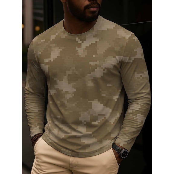250g long-sleeve T-shirt Camo Print Long Sleeve T-Shirt Long-sleeved camouflage full figure men sweater hoodie Casual wear, fashionable appearance, comfortable in spring and autumn, washed soldiers