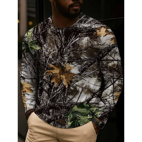 250g long-sleeve T-shirt Camo Print Long Sleeve T-Shirt long sleeved camouflage figure full print men's machine washable Comfortable Fit long limited edition camouflage colorful comfy sizedVintage U