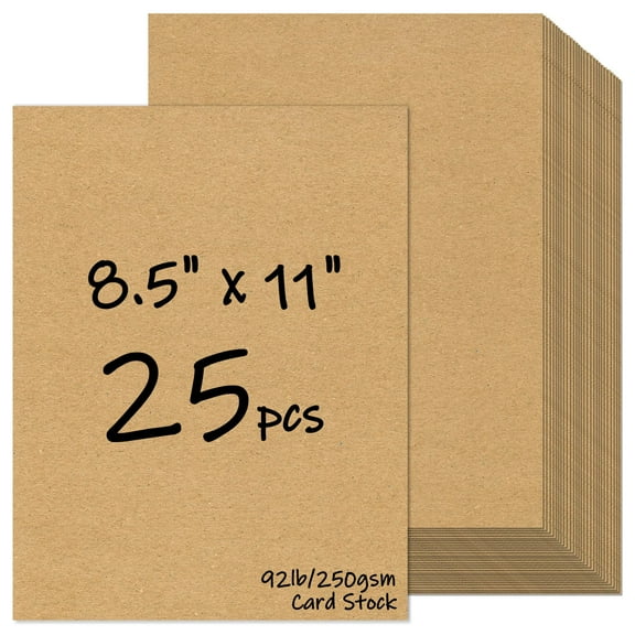 25-Sheet Brown Cardstock 250gsm, 8.5x11 Matte Printer Paper, Thick Kraft Stock for Laser/Inkjet Printing, Crafting, Greeting Cards, Labels, Decorative Projects, brown