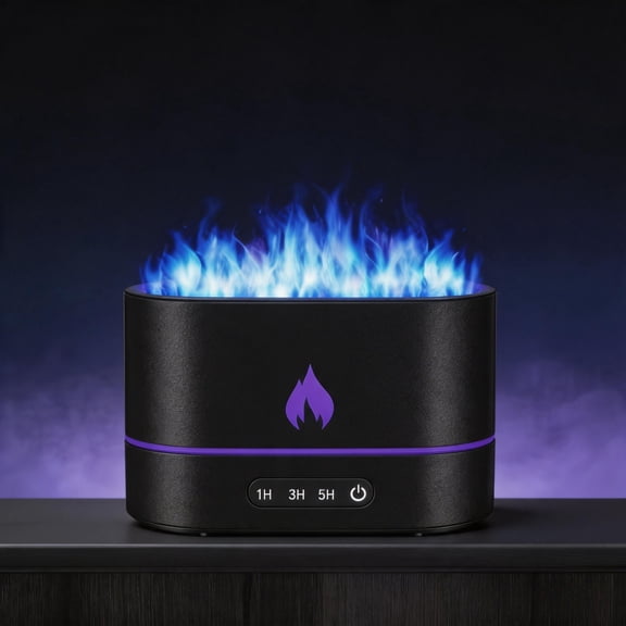 250ml 3-in-1 Flame Effect Aroma Diffuser Humidifier, 3 Timer Settings Ultra Quiet Essential Oil Diffuser with Warm Ambient Light for Bedroom Office Home Decor
