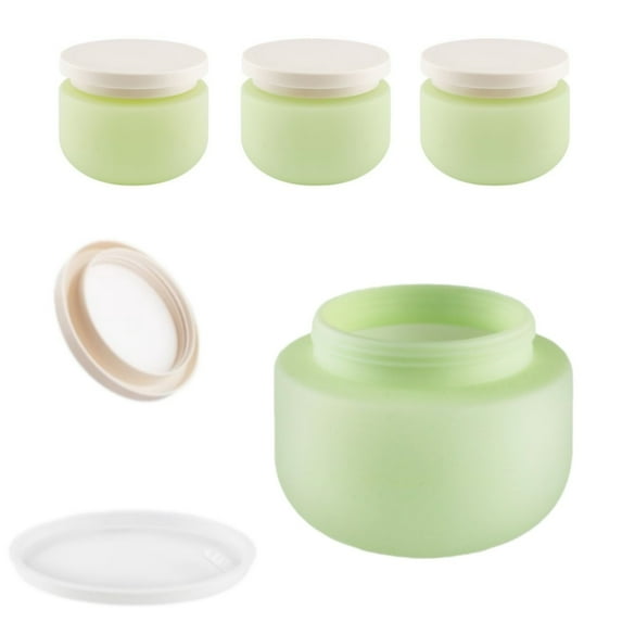 250ml/8oz Plastic Cream Sample Containers,Green Empty Make Up Container for Outdoor,4pack of Wide Mouth Storage Pot for Travel,Home