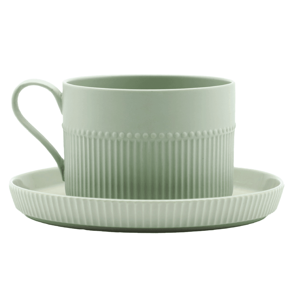250ml Ceramic Coffee Cup with Saucer, Solid Color Tea Cup and Saucer ...