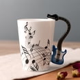 thumbnail image 1 of 250ml Creative Music Ceramic Mug Guitar Violin Style Cute Coffee Tea Milk Stave Mug And Cup with Handle Cocktail Tool (Blue Bass,250ml), 1 of 7