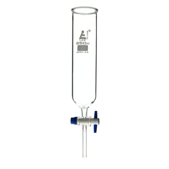 250ml Dropping Funnel - Borosilicate Glass - Open Top Addition Funnel w/ PTFE Stopcock