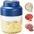 thumbnail image 1 of 250ml Electric Mini Garlic Chopper Set, 2025 Small Garlic Chopper Mincer, Electric Food Chopper Tool, USB Rechargeable, Wireless Veggie Grinder, for Mashing Onion, Garlic, Chili, Ginger (Blue), 1 of 7