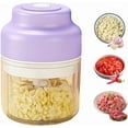 thumbnail image 1 of 250ml Electric Mini Garlic Chopper Set, 2025 Small Garlic Chopper Mincer, Electric Food Chopper Tool, USB Rechargeable, Wireless Veggie Grinder, for Mashing Onion, Garlic, Chili, Ginger (Purple), 1 of 6