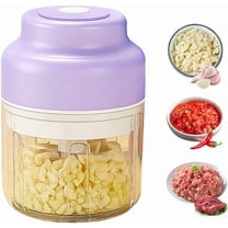 250ml Electric Mini Garlic Chopper Set, 2025 Small Garlic Chopper Mincer, Electric Food Chopper Tool, USB Rechargeable, Wireless Veggie Grinder, for Mashing Onion, Garlic, Chili, Ginger (Purple)