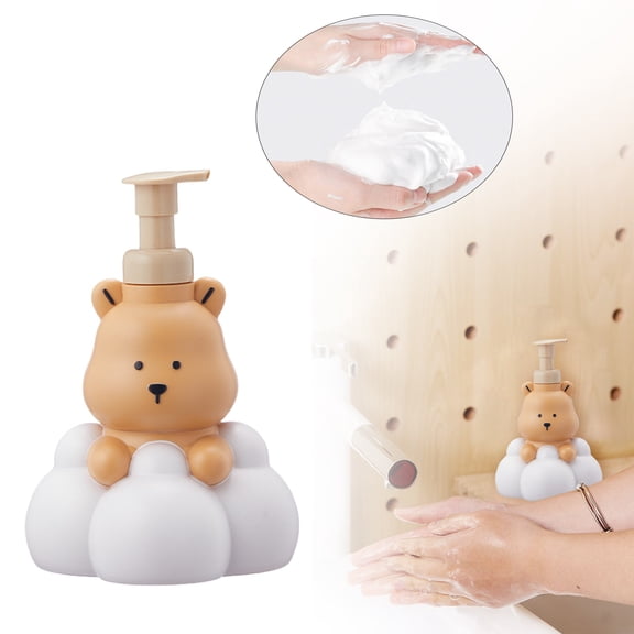 250ml Foam Dispenser Bathroom Cartoon Bear Hand Sanitizers and Shampoo Pump Bottle with Refillable Container