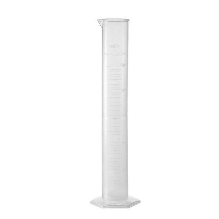 250ml Graduated Cylinder Laboratory Measurement Clear White Plastic Hex Base