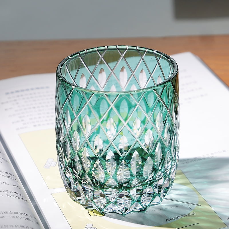 250ml Luxury Bohemian Hand Blown with Unique Pattern  Engraved Old Fashioned Rock Glass for Whiskey Wine