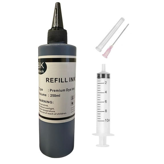 250ml Universal Black DYE Refill Ink Bottles Compatible for All Workforce EcoTank Officejet Deskjet Brother MFC Pixma Printers Model