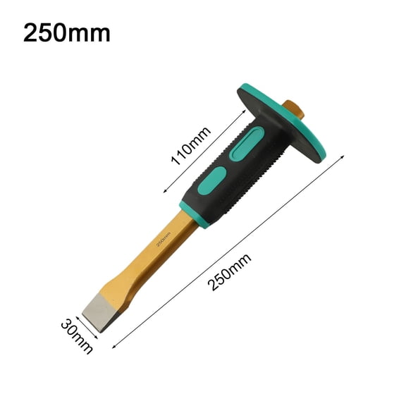 250mm Masonry Chisel Flat Head with Hand Guard for Demolition, Carving, Concrete Work, Heavy Duty, Masonry Tool, A