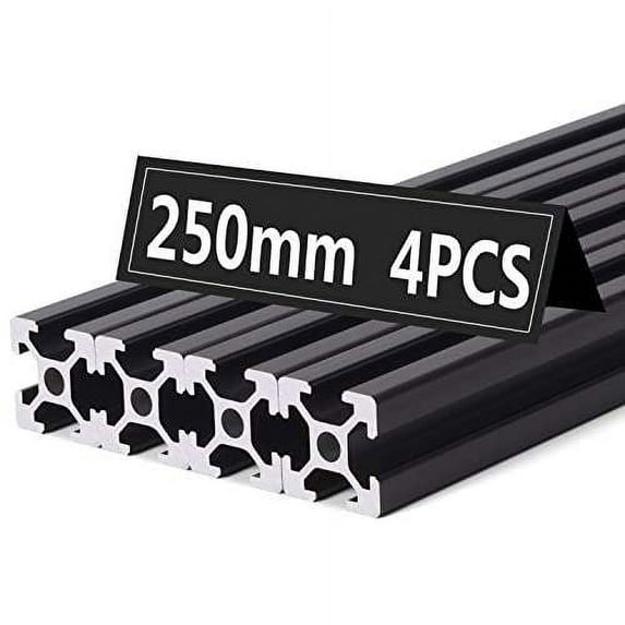 250mm T Type 2020 Aluminum Extrusion Profile European Standard Anodized Linear Rail Guide (4PCS 250mm (9.84inch), Black)