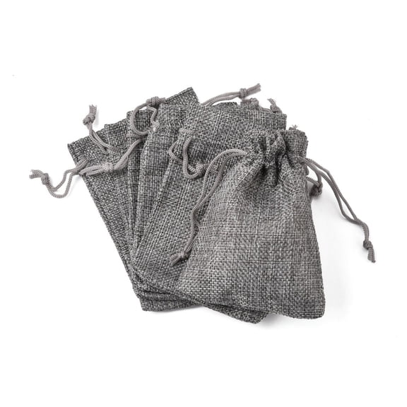 250pc Polyester Imitation Burlap Packing Pouches Drawstring Bags for Christmas Wedding Party and DIY Craft Packing Gray 12x9cm