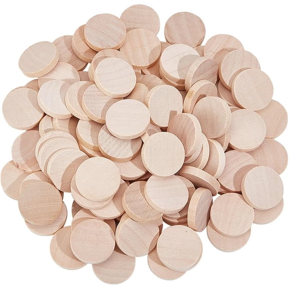 250pcs 1inch Unfinished Wooden Circle Cutouts Small Round Wood Thick Circles Slices Blank Wood Ornaments for Arts DIY Crafts Projects Painting Carving Engraving Home Decor