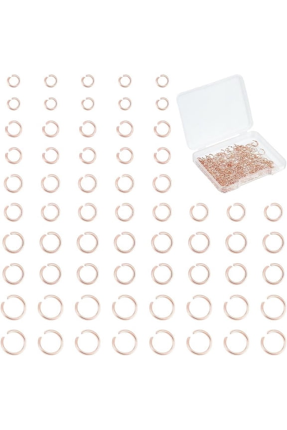 250pcs 3/4/4.5/5/6mm Open Jump Rings Rose Gold Jump Rings Stainless Steel Round O Rings Connectors for Chainmail Jewelry Bracelet Necklace Making for DIY