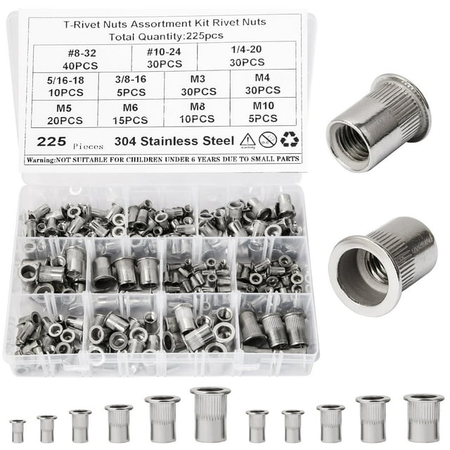 250pcs 8 To 38 16 M3 M10 Silver Pop Rivet Set Blind Pop Rivets Aluminum Assortment Kits 