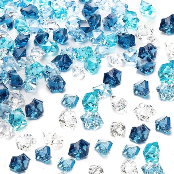 250pcs Blue Fake Ice Rocks & Vase Fillers, Decorative Aquarium Gravel for Fish Tank, Cobalt Blue Acrylic Gems for Ocean Theme Party Table Scatter