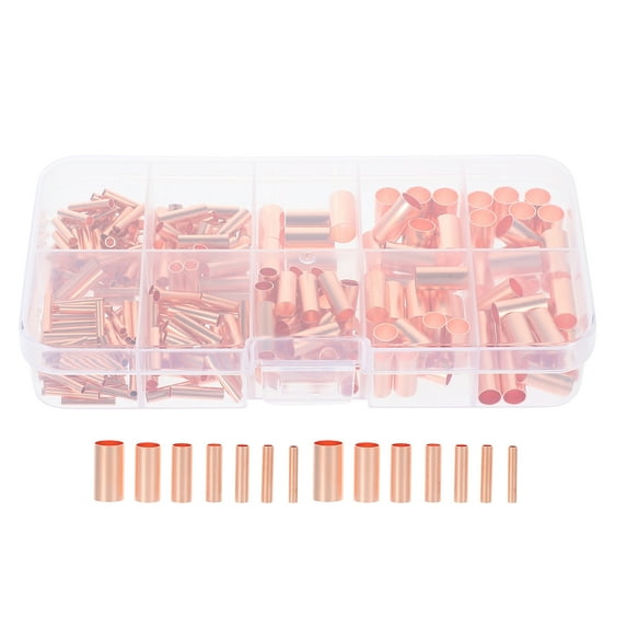 250pcs Copper Connecting Tubes Wire Joint Tube Connector Small Copper Tubes Wire Connectors