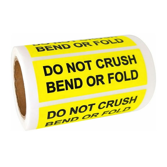 250pcs "DO NOT Crush Bend OR FOLD" Warning Shipping Stickers 1x3inch Fluorescent YellowSelf Adhesive Labels