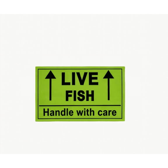 250pcs Live Fish Stickers Shipping Labels, 2x3 Inch Fluorescent Green Please Handle with Care Stickers