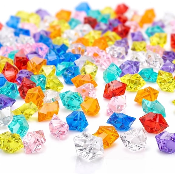 250pcs Multicolored Acrylic Gems, Pirate Treasure Jewels & Fake Ice Rocks for Sensory Bins, Colorful Vase Filler Table Scatter, Easter Party Decor