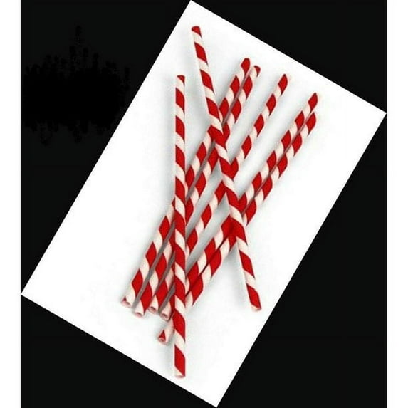 250pcs Paper Straw 6mm 7.75" Red & White Striped Swirl Drinking Straws Juice, Cocktail, Coffee, Soda, Smoothies Holiday Party Suppliers