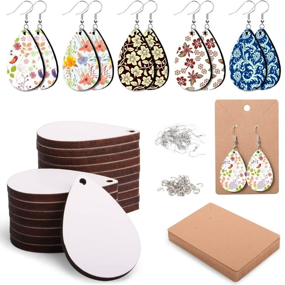 250pcs Sublimation Blanks Products, Sublimation Earring Blanks with Earring Hooks, Jump Rings, Clear Plastic Stud Earrings, Earring Cards for DIY Earring Craft Sublimation Jewelry Making Accessories