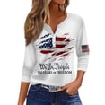 thumbnail image 1 of 250th America Anniversary Shirt Women 3/4 Length Sleeve V Neck Button Down USA Flag Freedom Tops, 1 of 3