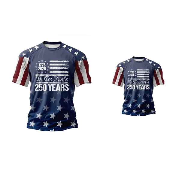 250th America US 250 Years We The People T-Shirt, Crew Neck Short Sleeve Graphic Tee for July 4th Birthday Celebration – Commemorative USA Edition Casual Top