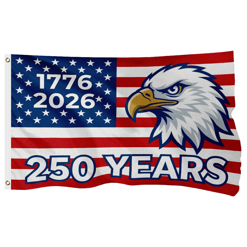 250th American Anniversary Flag 1776-2026, 250 Year USA Commemorative Flag Banner, Double-Sided 400D Heavy Duty Patriotic Decor for Indoor Outdoor, 4-Row Stitched Hem