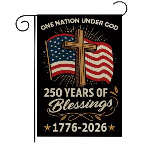 250th American Garden Flag, 250th Anniversary Patriotic Design Flag, Double sided Linen Outdoor Courtyard Decoration (12 "x 18")